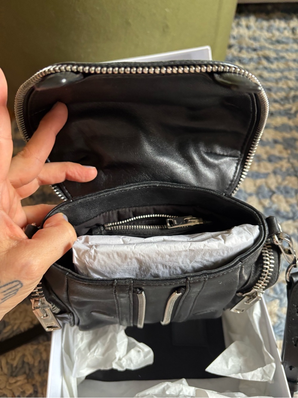 Alexander Wang Black Leather Crossbody Mini Bag with Silver Hardware - Picture 8 of 10